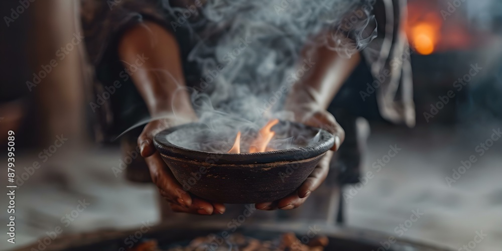 Image of traditional healing ritual with fire and herbal smoke. Concept Culture, Tradition, Healing, Ritual, Herbalism Image of traditional healing ritual with fire and herbal smoke. Concept Culture, Tradition, Healing, Ritual, Herbalism
