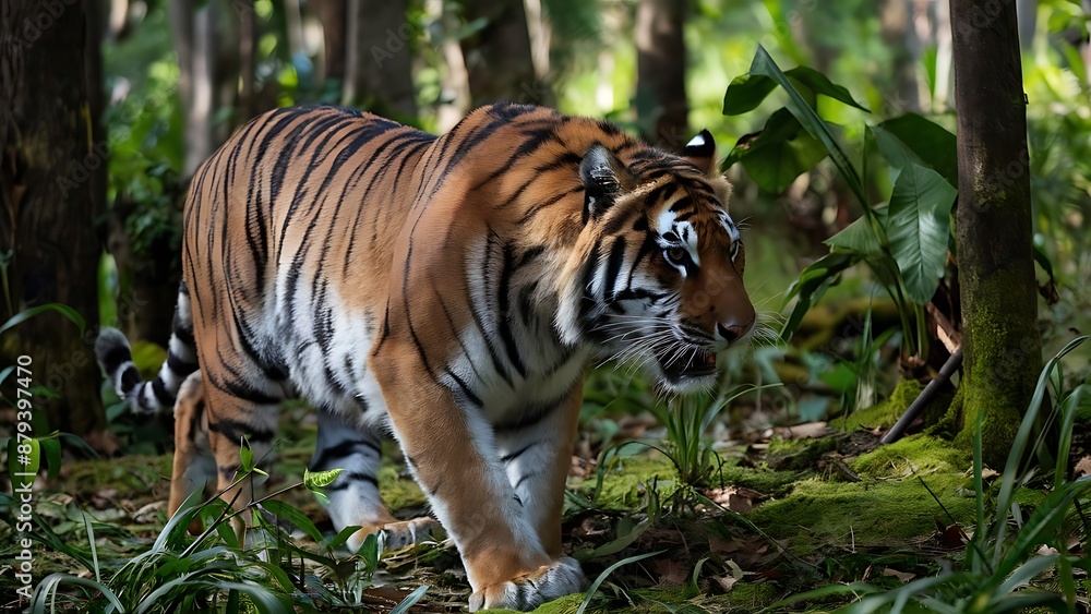 Fototapeta premium Great tiger male in the nature habitat wallpaper