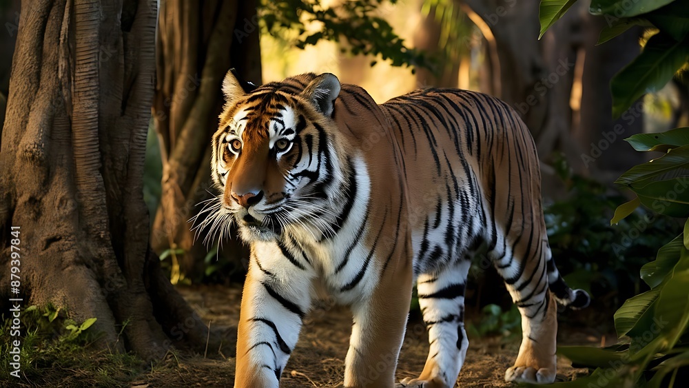 Obraz premium Great tiger male in the nature habitat wallpaper