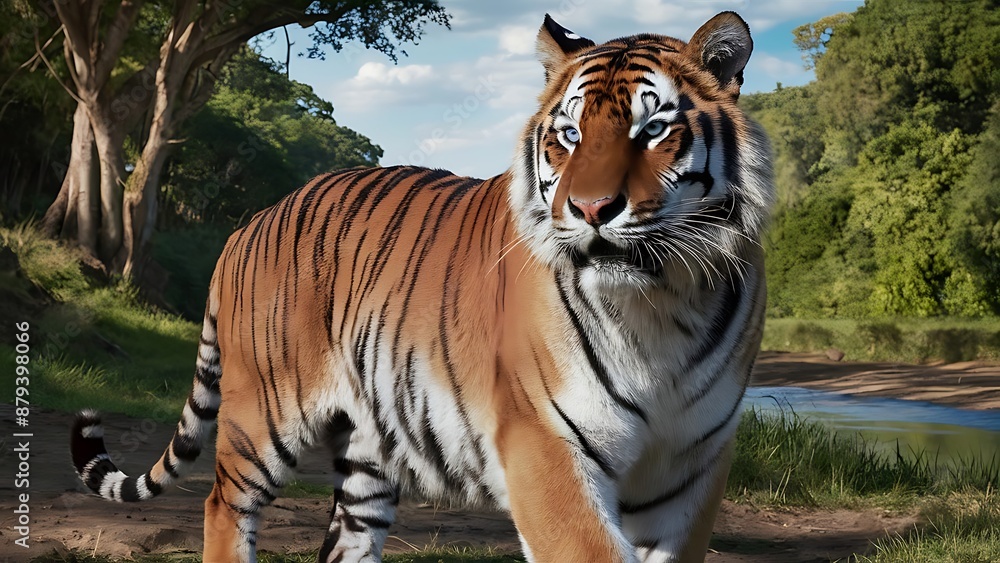 Fototapeta premium Great tiger male in the nature habitat wallpaper