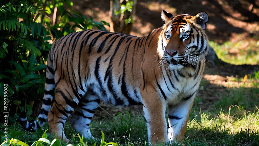 Obraz premium Great tiger male in the nature habitat wallpaper