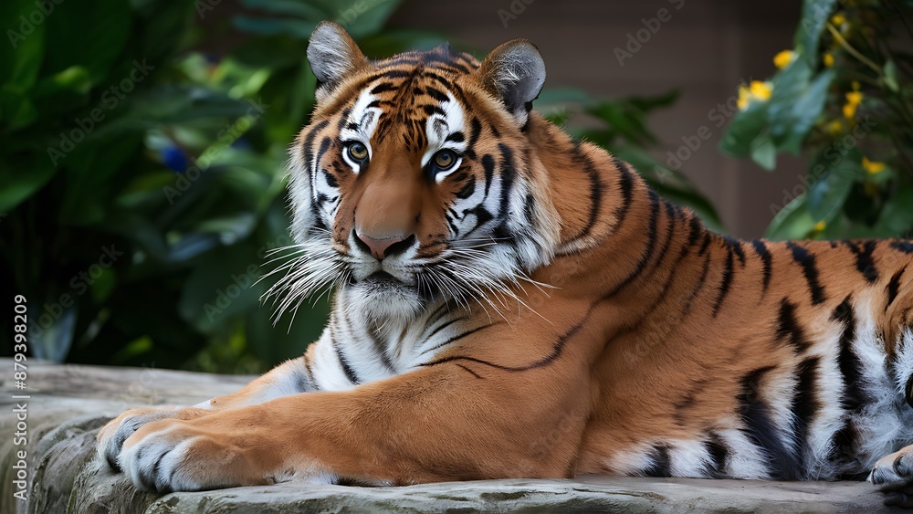 Obraz premium Great tiger male in the nature habitat wallpaper
