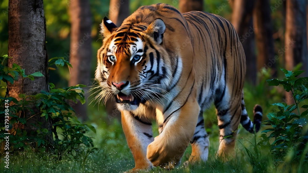 Obraz premium Great tiger male in the nature habitat wallpaper