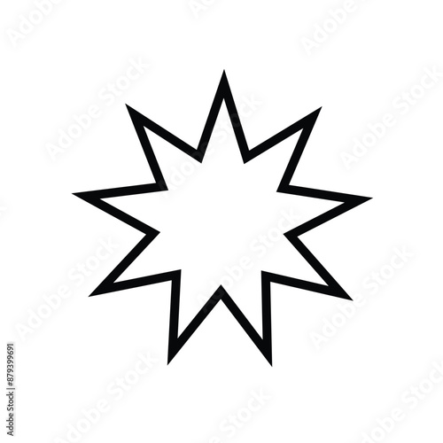 Bahai, religious icon. Vector illustration, flat design. Icon of Bahai Nine pointed star symbol. Vector illustration. Eps file 51.