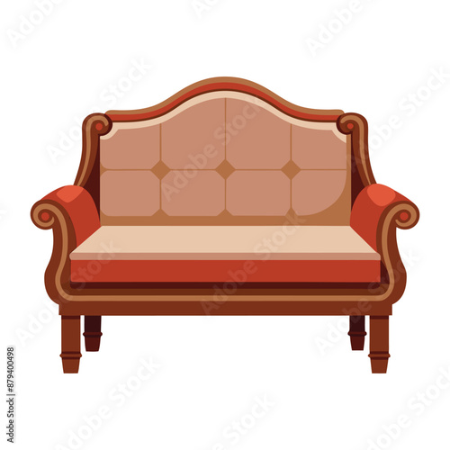 Illustration red sofa isolated on white