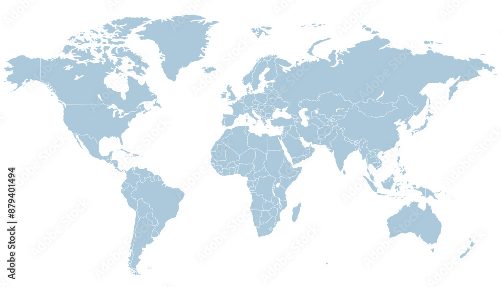World map. Grey modern vector map. Silhouette map World map. Grey modern vector map. Silhouette map