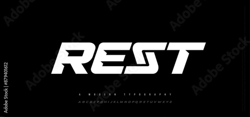 Sport Modern Italic Alphabet Font logo. Typography abstract urban style fonts for technology, digital, movie logos design. vector illustration