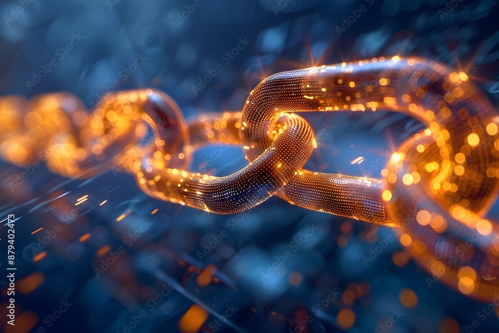 Glowing Digital Blockchain Chain Links in a Futuristic Network Glowing Digital Blockchain Chain Links in a Futuristic Network
