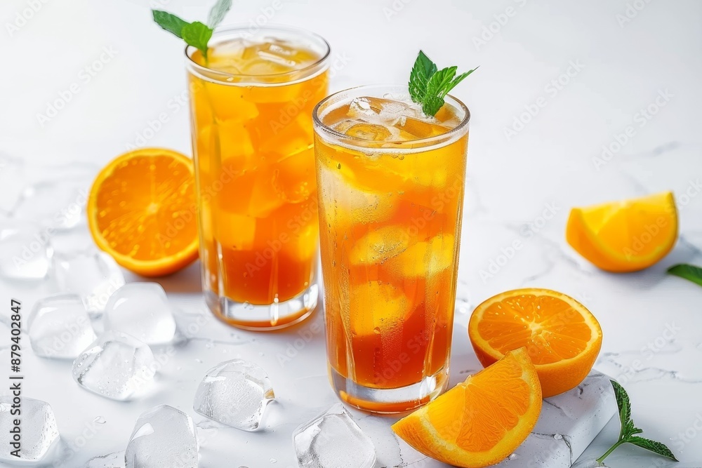 Bael juice iced tea a healthy drink on white background Bael juice iced tea a healthy drink on white background