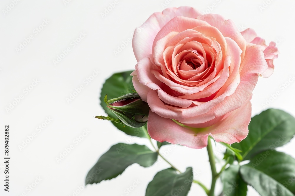 Beautiful fresh pink rose on white background Beautiful fresh pink rose on white background