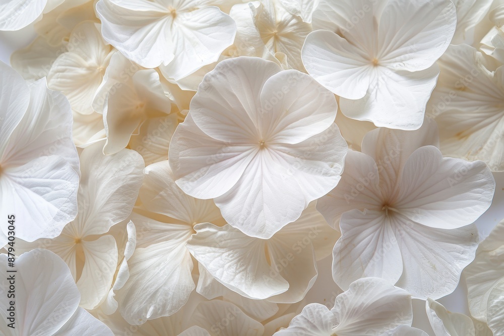 Close up of beautiful white flower petals on a white background Close up of beautiful white flower petals on a white background