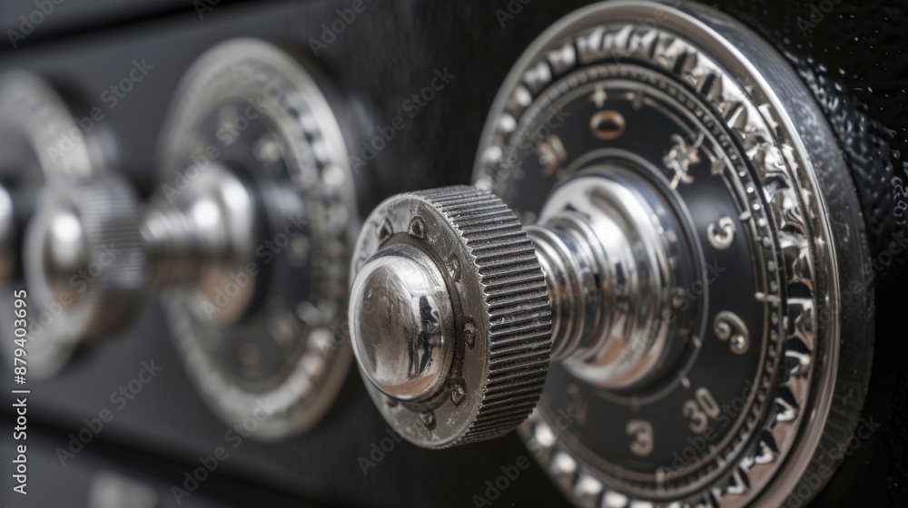 Close-up of bank safe combination lock on white background Close-up of bank safe combination lock on white background