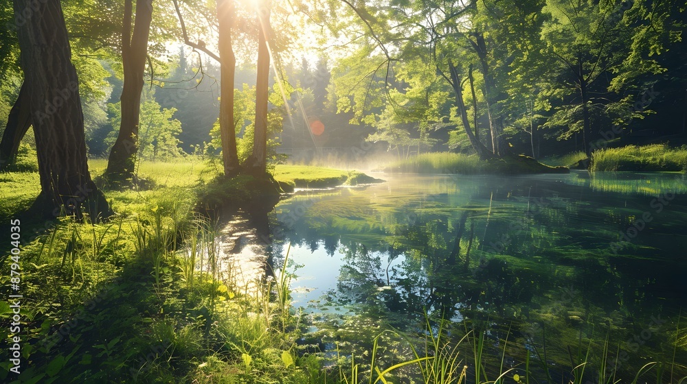 Summer day at a spring surrounded by green picture Summer day at a spring surrounded by green picture