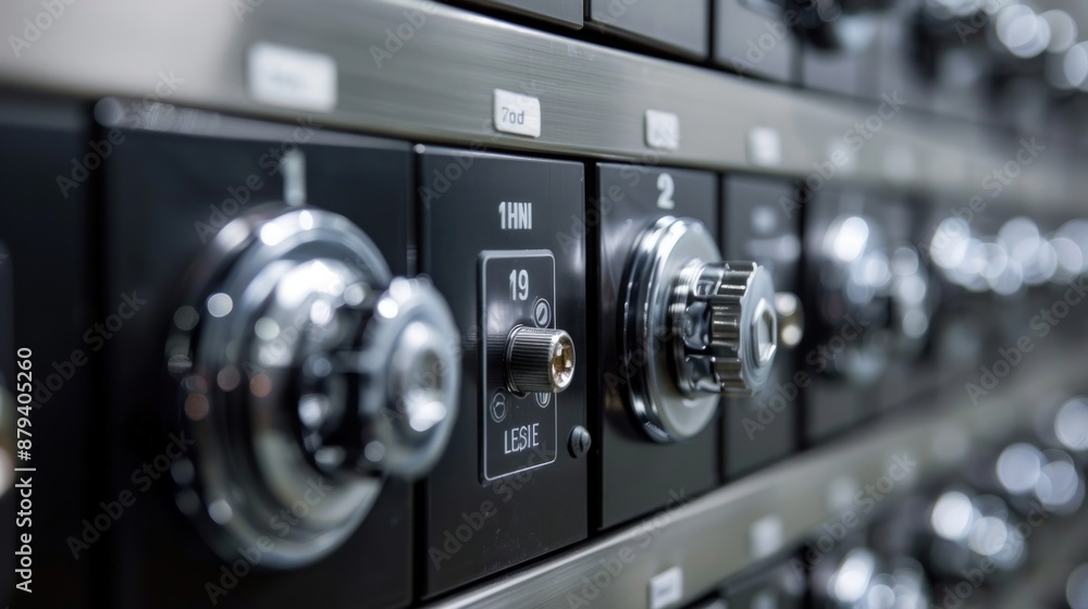 Combination lock on gym locker on white background Combination lock on gym locker on white background