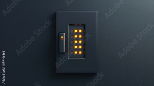 Modern isolated safety box concept with a digital keypad with minimalist background