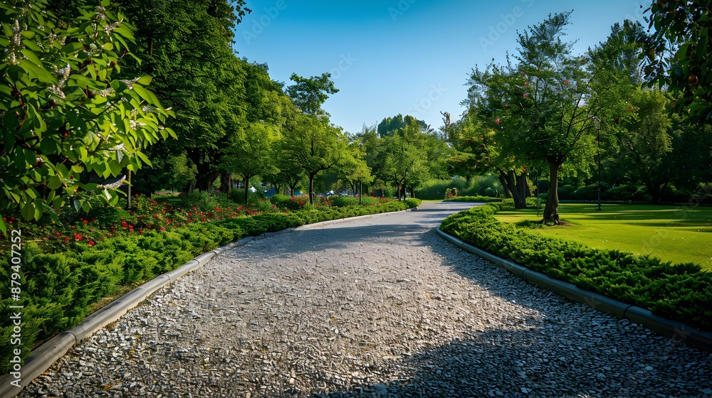 A pedestrian path lined with fine gravel image A pedestrian path lined with fine gravel image