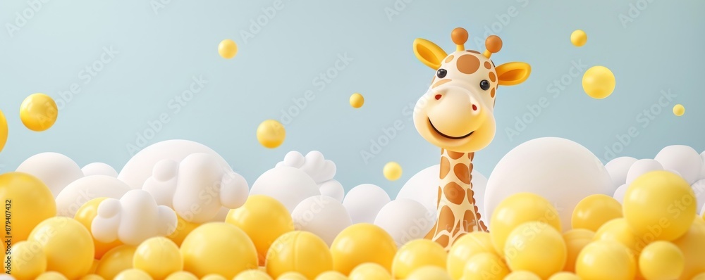 Fototapeta premium cartoon giraffe 3d with balls.