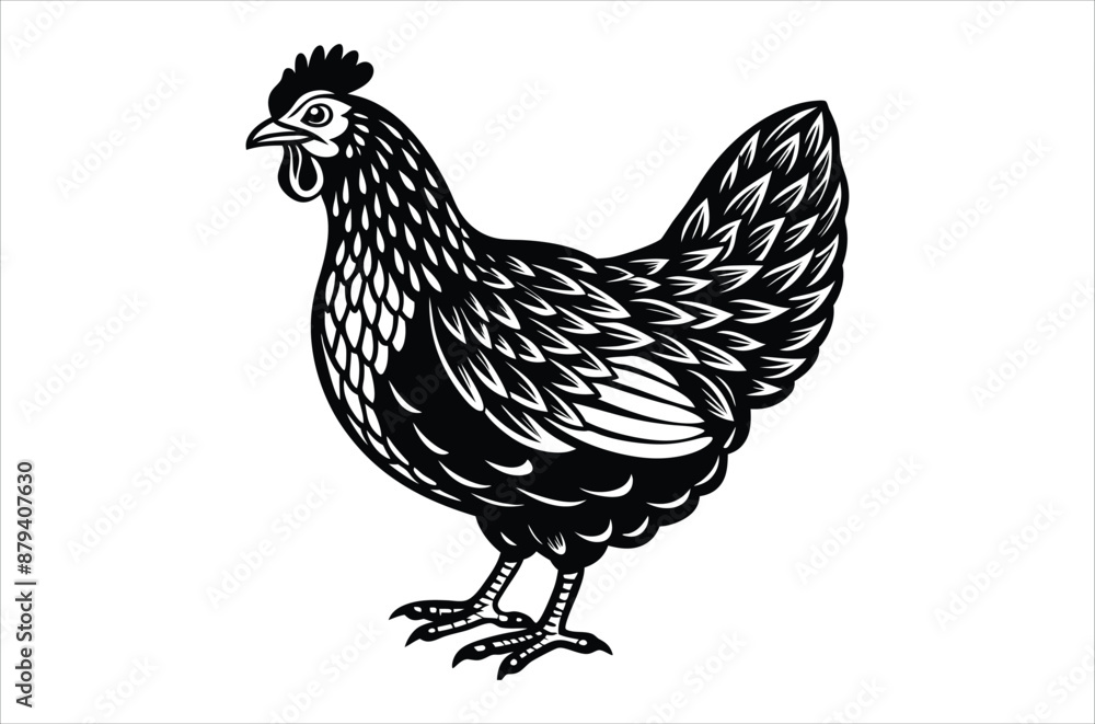 Fototapeta premium hen and chicken, chicken vector, icon vector illustration, chicken silhouette of a chicken isolated on a white background, eps, png, svg, vector 