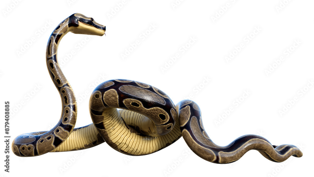 Naklejka premium 3D Rendering Ball Python on White