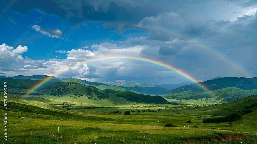 A rainbow that appears after rain against picture A rainbow that appears after rain against picture