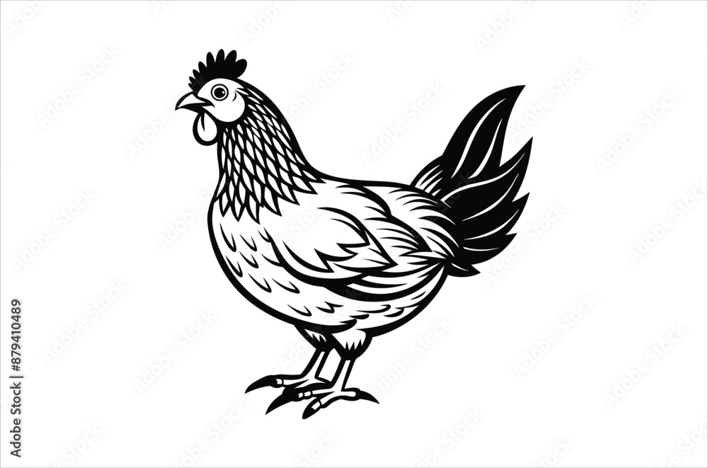 Fototapeta premium hen and chicken, chicken vector, icon vector illustration, chicken silhouette of a chicken isolated on a white background, eps, png, svg, vector 