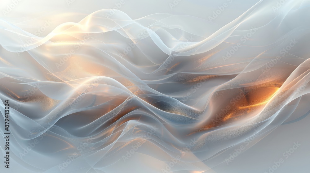 Fototapeta premium Dynamic flowing golden and silver waves on a smooth background, embodying elegance and sophistication.
