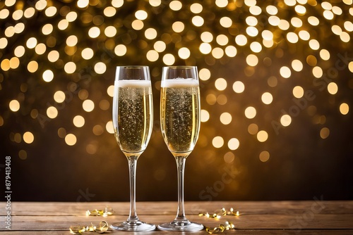 Festive Champagne Toast on Vibrant Red Background