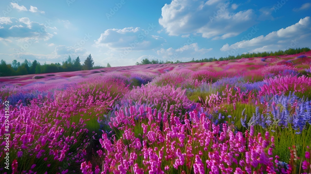 Fields of heather and pink and purple flowers picture Fields of heather and pink and purple flowers picture