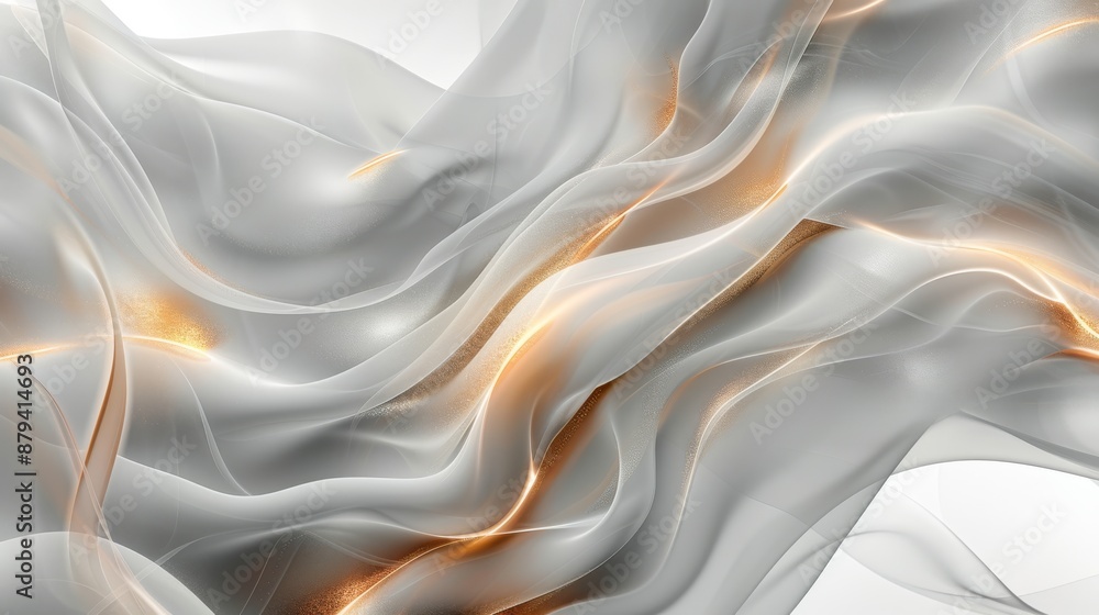 Fototapeta premium Abstract flowing waves with gold accents in a smooth, ethereal design. Perfect for elegant and modern concepts.