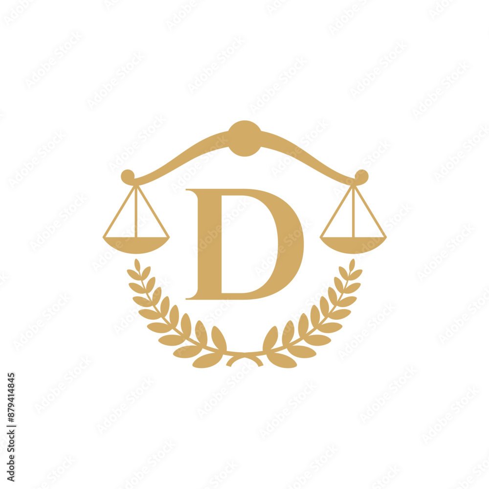 Letter D, Laurel Wreath and Scale Of Justice Logo 001 Letter D, Laurel Wreath and Scale Of Justice Logo 001