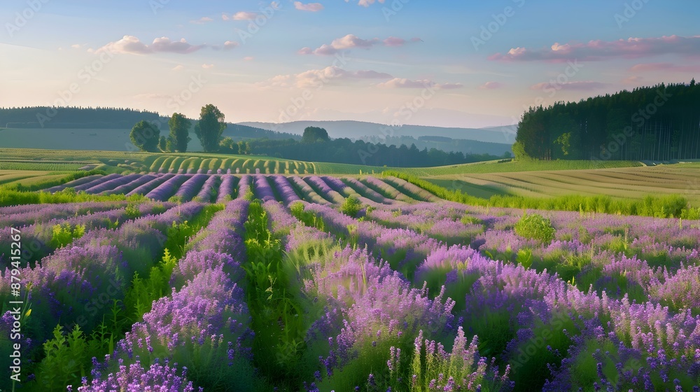 Clover fields and delicate green and purple shades Clover fields and delicate green and purple shades
