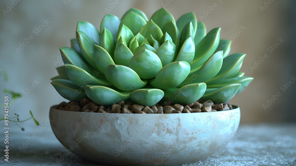 Medium Shot of a Green Succulent Plant in White Pot Medium Shot of a Green Succulent Plant in White Pot