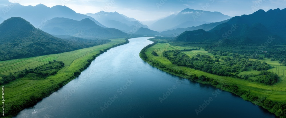 Fototapeta premium Panoramic shot of the Nam Phong National Park