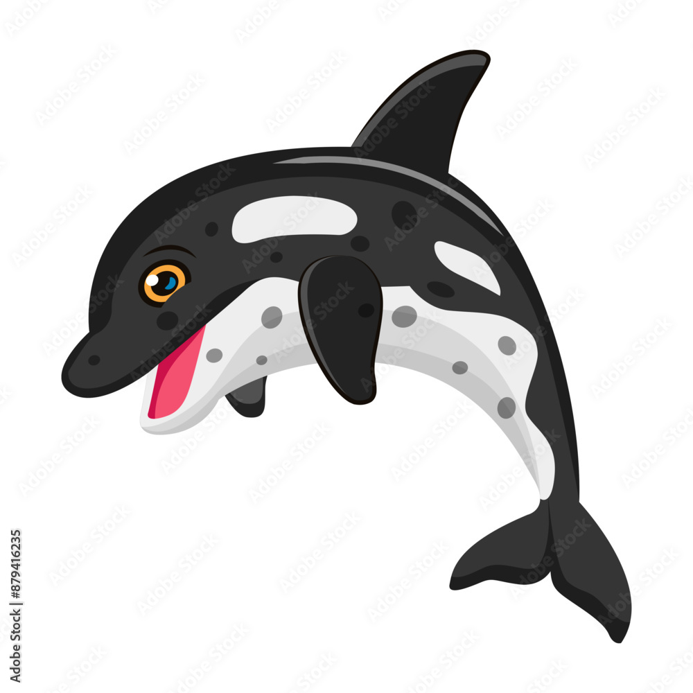 Fototapeta premium Killer whale icon in flat style