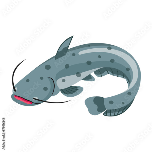 A flat style icon of wels catfish 

