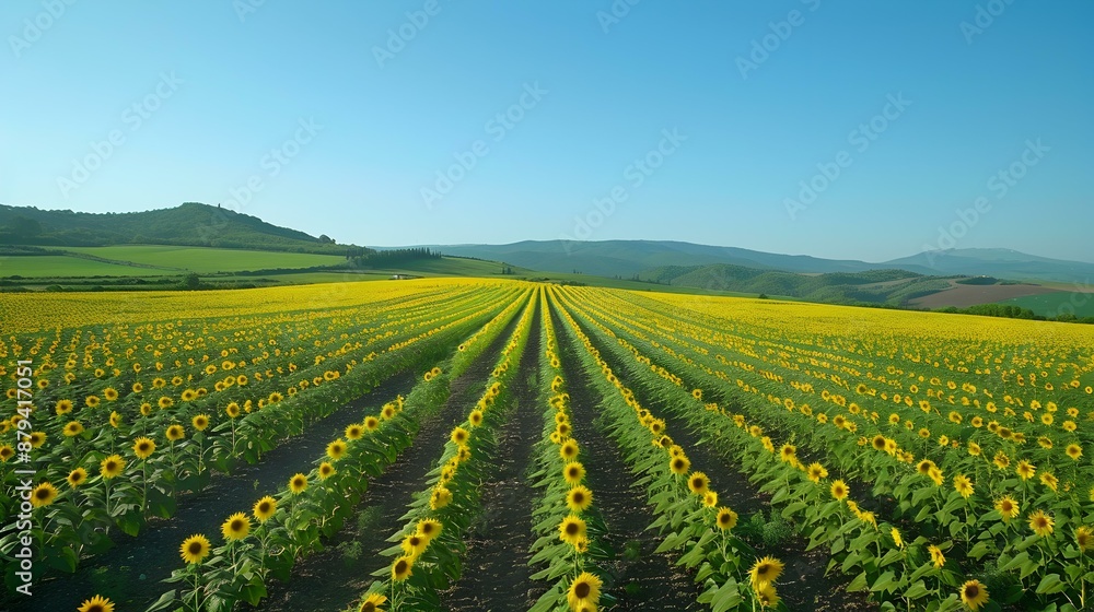 Sunflower fields yellow flowers stretch towards the sun image Sunflower fields yellow flowers stretch towards the sun image