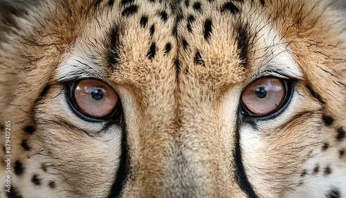 close up portrait of a leopard, looking at eyes of cheetah 