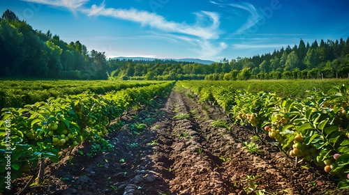 Fields of plums trees with bright purple picture photo