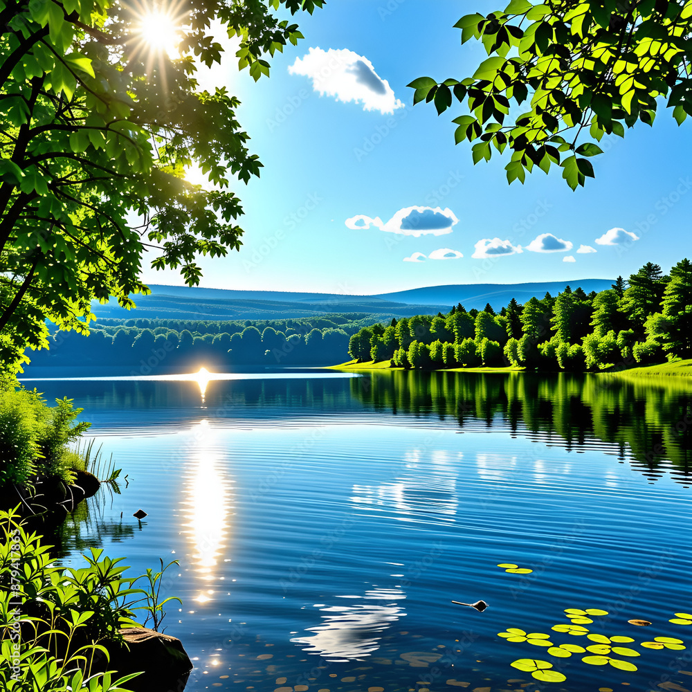 Fototapeta premium 나무와 호수