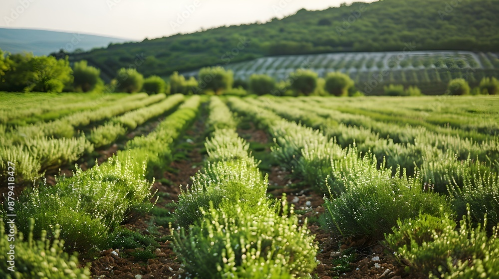 Fields of thyme green bushes with small flowers img Fields of thyme green bushes with small flowers img