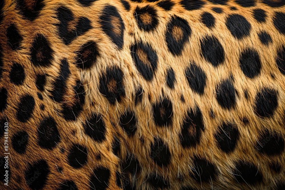 Close up view of a wild animals fur coat with unique rosette patterns
