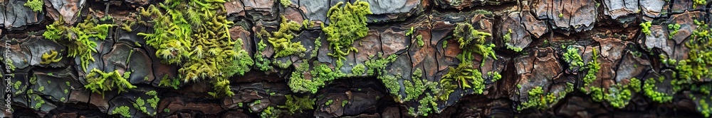 bark with moss close-up widescreen background. bark with moss close-up widescreen background.