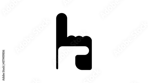 pay attention symbol, hand showing finger up,  black isolated silhouette