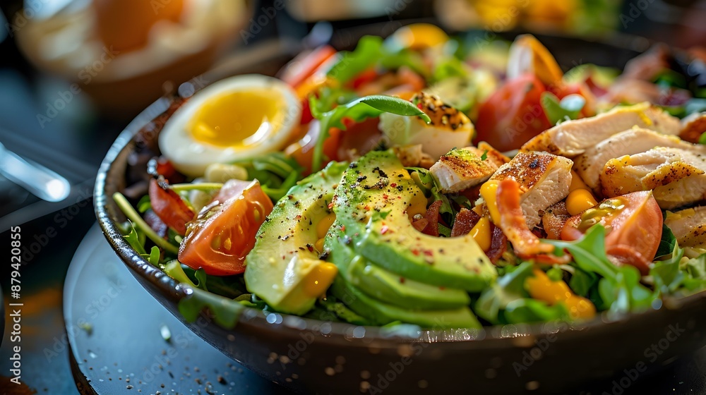 Cobb salad is hearty and nutritious with pieces image Cobb salad is hearty and nutritious with pieces image