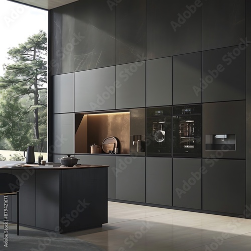 Modern kitchen Miele dark luxury realistic