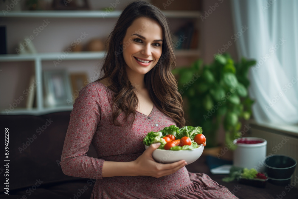Pregnant woman holding a bowl of vegetable. Pregnant woman holding a bowl of vegetable.