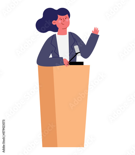 politician woman standing with microphone public speaking