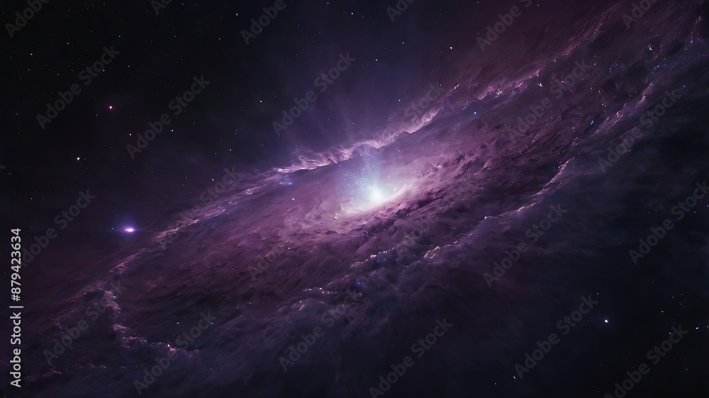 Fototapeta premium Abstract background space illustration wallpaper, supernova in dark purple with nebulas and stars in sight