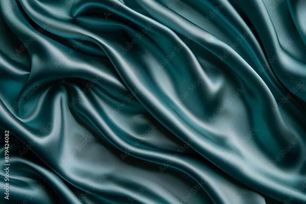 Obraz premium Luxurious Emerald Green Silk Fabric with Elegant Folds
