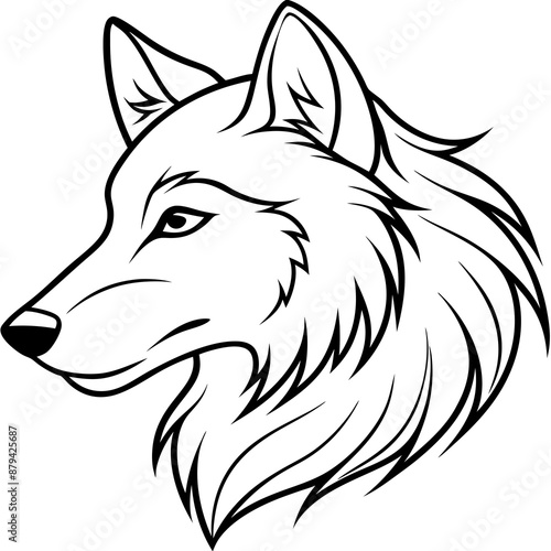 Intricate Wolf Head Line Art Vector Illustration Bundle - Perfect for Logos, Tattoos, and More. photo